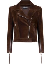 Tom Ford - Suede Biker Jacket - Lyst