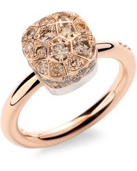 Pomellato - Mixed Gold And Brown Diamond Nudo Solitaire Petit Ring - Lyst