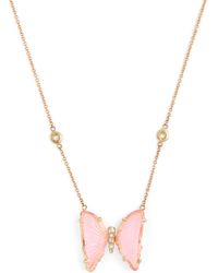Jacquie Aiche - Yellow Gold And Pink Tourmaline Butterfly Necklace - Lyst