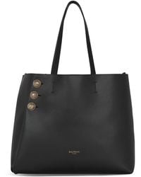 Balmain - Leather Emblème Tote Bag - Lyst