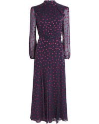 Saloni - Silk-Blend Devoré Polka Dot Jacqui B Midi Dress - Lyst