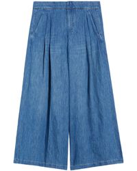 Max Mara - Cotton-Linen Wide-Leg Trousers - Lyst