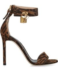 Tom Ford - Leather Ocelot Print Padlock Sandals 105 - Lyst