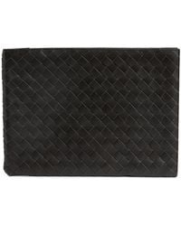 Bottega Veneta - Leather Intrecciato Half-Zip Pouch - Lyst