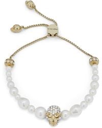 McQueen - Faux Pearl And Skull Bracelet - Lyst
