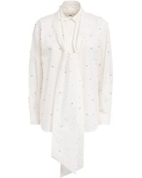 Maje - Cotton Embellished Tie-Detail Shirt - Lyst