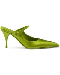 Prada - Satin Heeled Mules 85 - Lyst