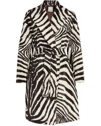Max Mara - Faux Fur Zebra Print Coat - Lyst