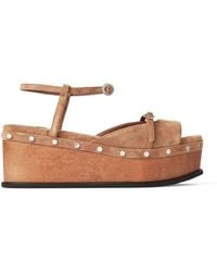 Jimmy Choo - Kata 60 Velvet Suede Wedge Sandals - Lyst