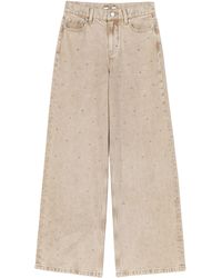 Maje - Rhinestone-Embellished Wide-Leg Jeans - Lyst
