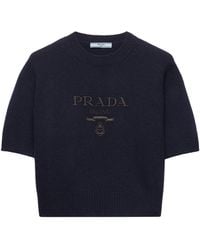 Prada - Wool-Cashmere Logo Sweater - Lyst