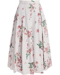 Erdem - Cotton Floral Pleated Midi Skirt - Lyst