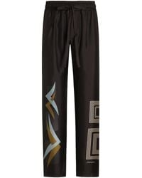 Dolce & Gabbana - Silk Twill Geometric Print Drawstring Trousers - Lyst