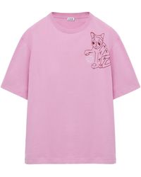 Loewe - X Louis Wain Cotton-Blend Anagram Cat Loose T-Shirt - Lyst
