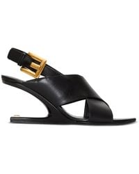 Balmain - Leather Anthem No-Wedge Heeled Sandals 75 - Lyst