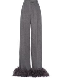 Prada - Cashmere Feather-trim Tailored Trousers - Lyst