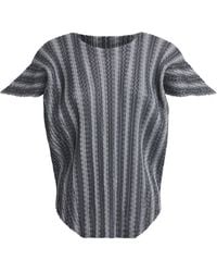 Pleats Please Issey Miyake - Cotton-Blend Zigzag Top - Lyst
