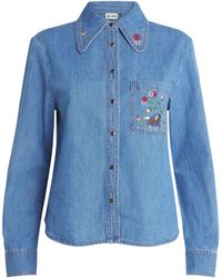 RIXO London - Denim Embroidered Edaline Sadie Shirt - Lyst