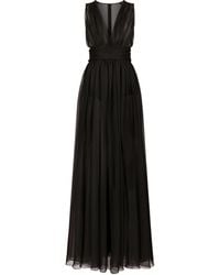 Dolce & Gabbana - Ruched V-Neck Gown - Lyst