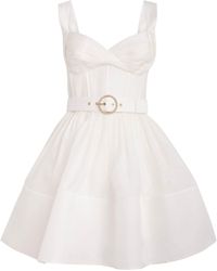 Zimmermann - Linen-Silk Belted Mini Dress - Lyst