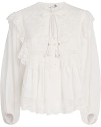 RIXO London - Cotton Embroidered Diann Blouse - Lyst