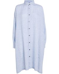 Eskandar - Linen Check Longline Shirt - Lyst