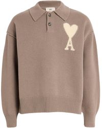 Ami Paris - Virgin Wool Ami De Coeur Polo Sweater - Lyst