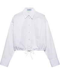 Prada - Cotton Poplin Cropped Shirt - Lyst