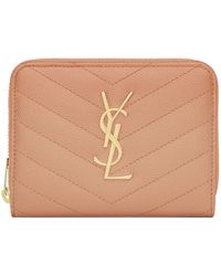 Saint Laurent - Small Monogram Matelassé Zip-Around Wallet - Lyst