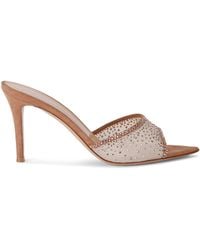 Gianvito Rossi - Suede Embellished Rania Mules 85 - Lyst