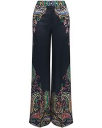 Etro - Satin Paisley Wide-Leg Trousers - Lyst