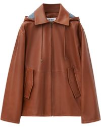 Loewe - Leather Hooded Jacket - Lyst