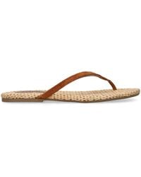 STAUD - Suede-Raffia Freja Thong Flip Flops - Lyst