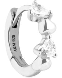 Astrid & Miyu - Rhodium-Plated Heart Cluster Single Hoop Earring - Lyst