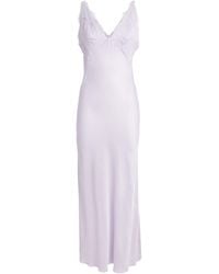 Sandro - Satin Lace-Trim Maxi Dress - Lyst