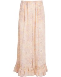 Chloé - Silk Floral Print Wide-Leg Trousers - Lyst