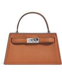 Tory Burch - Mini Pebbled Leather Lee Radziwill Top-Handle Bag - Lyst