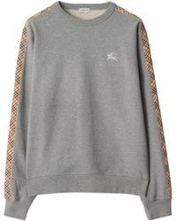 Burberry - Check Trim Cotton Sweatshirt - Lyst