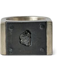 Parts Of 4 - Sterling Silver And Black Diamond Plate Ring - Lyst