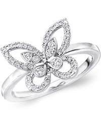 Graff - White Gold And Diamond Mini Butterfly Ring - Lyst