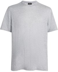 Brioni - Linen-Cotton Stripe T-Shirt - Lyst