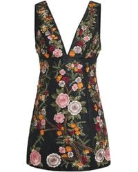 Alice + Olivia - Floral Embroidered Mini Dress - Lyst