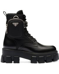 Prada - Monolith Lace-Up Boots With Pouch - Lyst