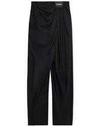 Loewe - Silk Draped Wide-Leg Trousers - Lyst