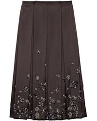 Prada - Silk-Wool Embroidered Skirt - Lyst