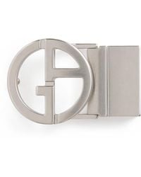 Giorgio Armani - Brushed Palladium-Plated Ga Logo Belt Buckle - Lyst