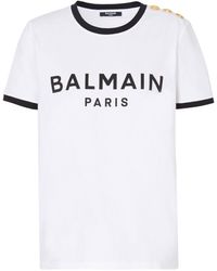 Balmain - Button-detail Logo T-shirt - Lyst