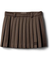 Miu Miu - Wool Pleated Mini Skirt - Lyst