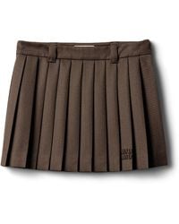 Miu Miu - Wool Pleated Mini Skirt - Lyst