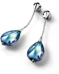 Baccarat - Sterling Silver Fleurs De Psydelic Aqua Mirror Drop Earrings - Lyst